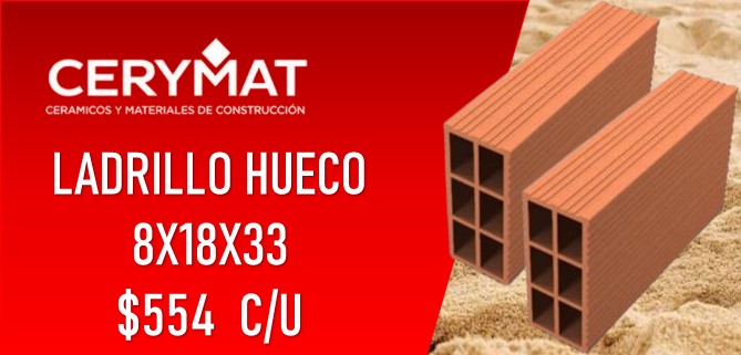 Ladrillo Hueco 8 x 18 x 33