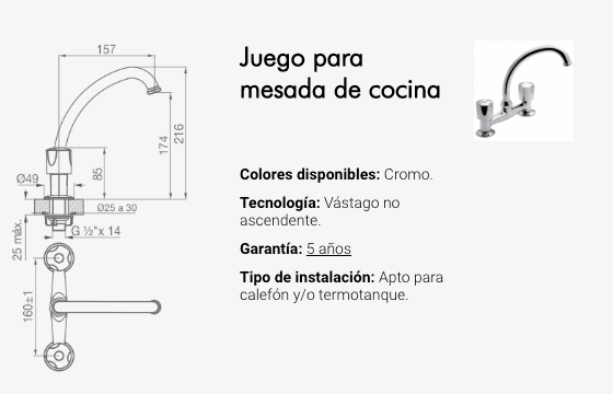 Juego Cocina Fv Pampa Mesada Pico Movil Alto 0413/B6